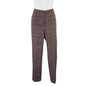 NWT Antonio Melani Theo Tweed Textured Brown Purple Plaid Pants 0